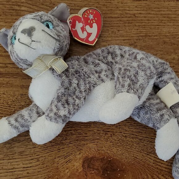 Vtg Ty Beanie Baby 'Purr' Cat 2000 lush w/ear tag - Displayed - Picture 3 of 7
